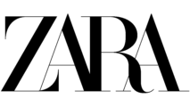 Black text logo displaying the word "ZARA" in a stylized font on a white background.