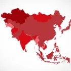 map Asia in different sorts of red