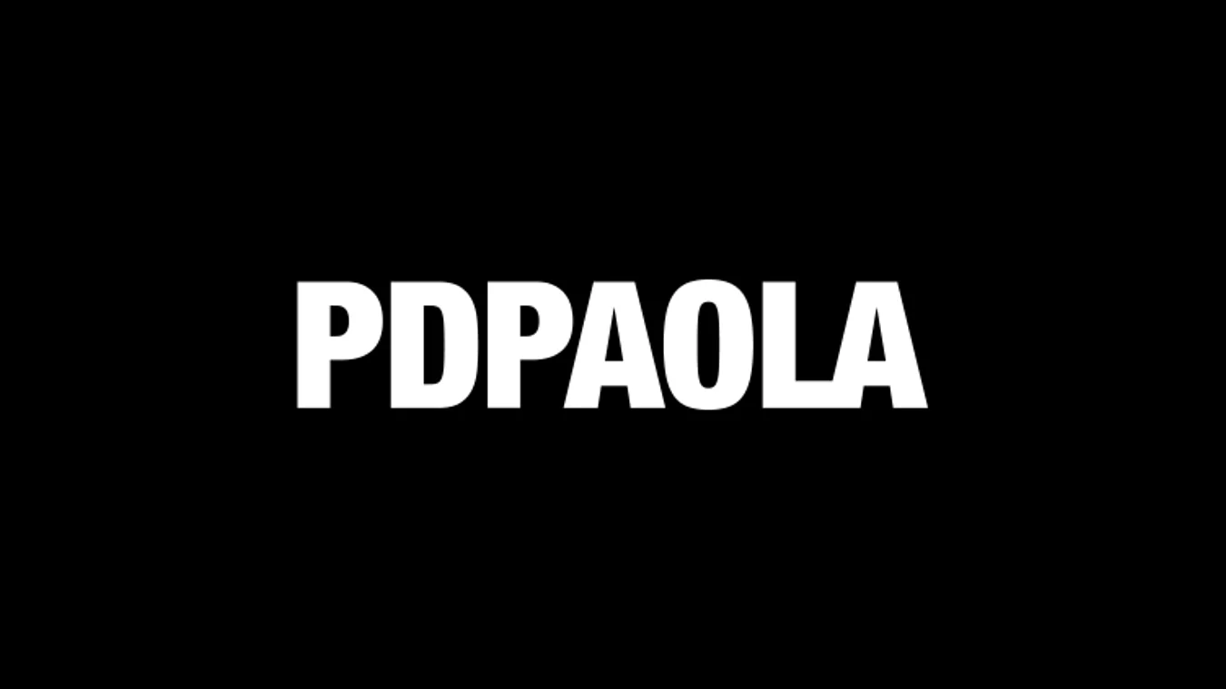 White bold uppercase text "PDPAOLA" centered on a black background.