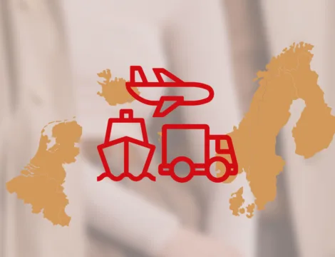 Transport icon with nordic countries