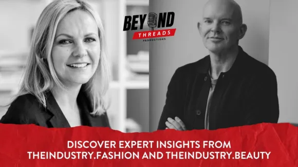 Two people in black and white portraits with "Beyond Threads Productions" logo above and text below: "Discover expert insights from theindustry.fashion and theindustry.beauty.