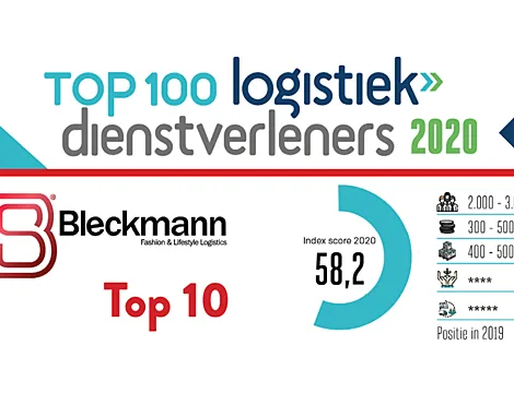 Innovatie en duurzaamheid brengen Bleckmann in Top 10 van de Top 100 Logistiek Dienstverleners 2020