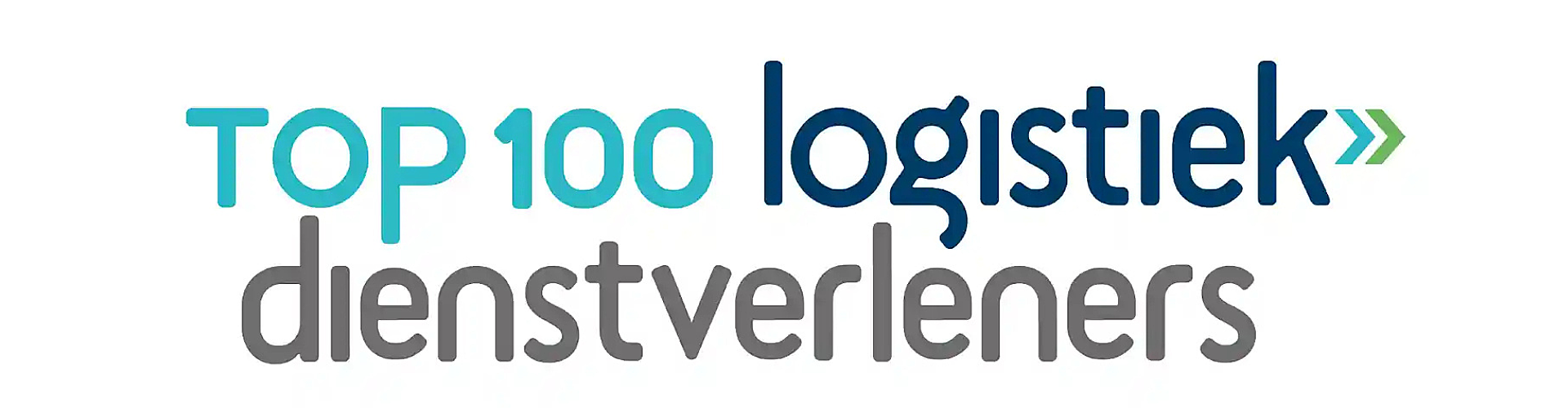 Logo with the text 'TOP 100 logistiek dienstverleners' in blue and gray font on a white background.