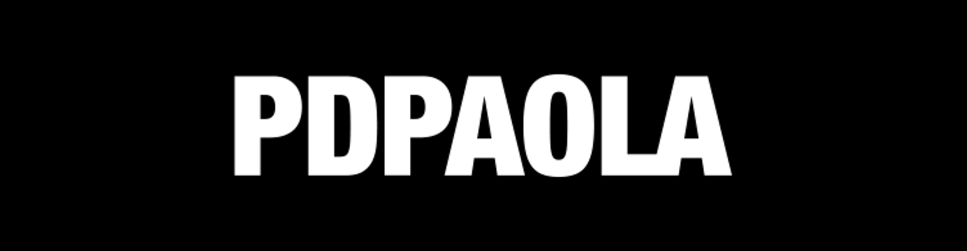 White bold capital letters "PDPAOLA" centered on a solid black background.