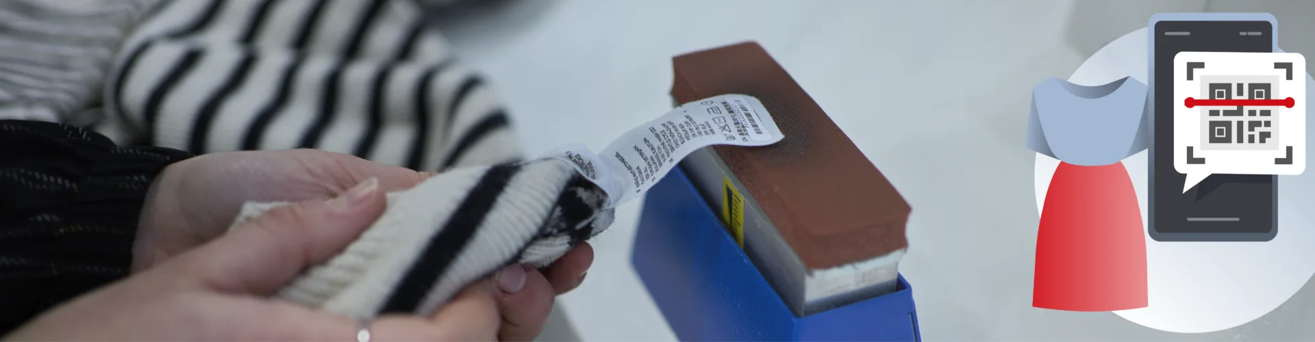Person checking clothing label
