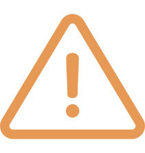 Orange triangular warning sign with an exclamation mark in the center, indicating caution or alert.